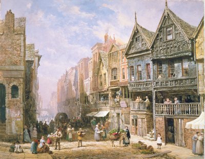 Watergate Street, richting Eastgate, Chester, c.1870 door Louise Ingram Rayner